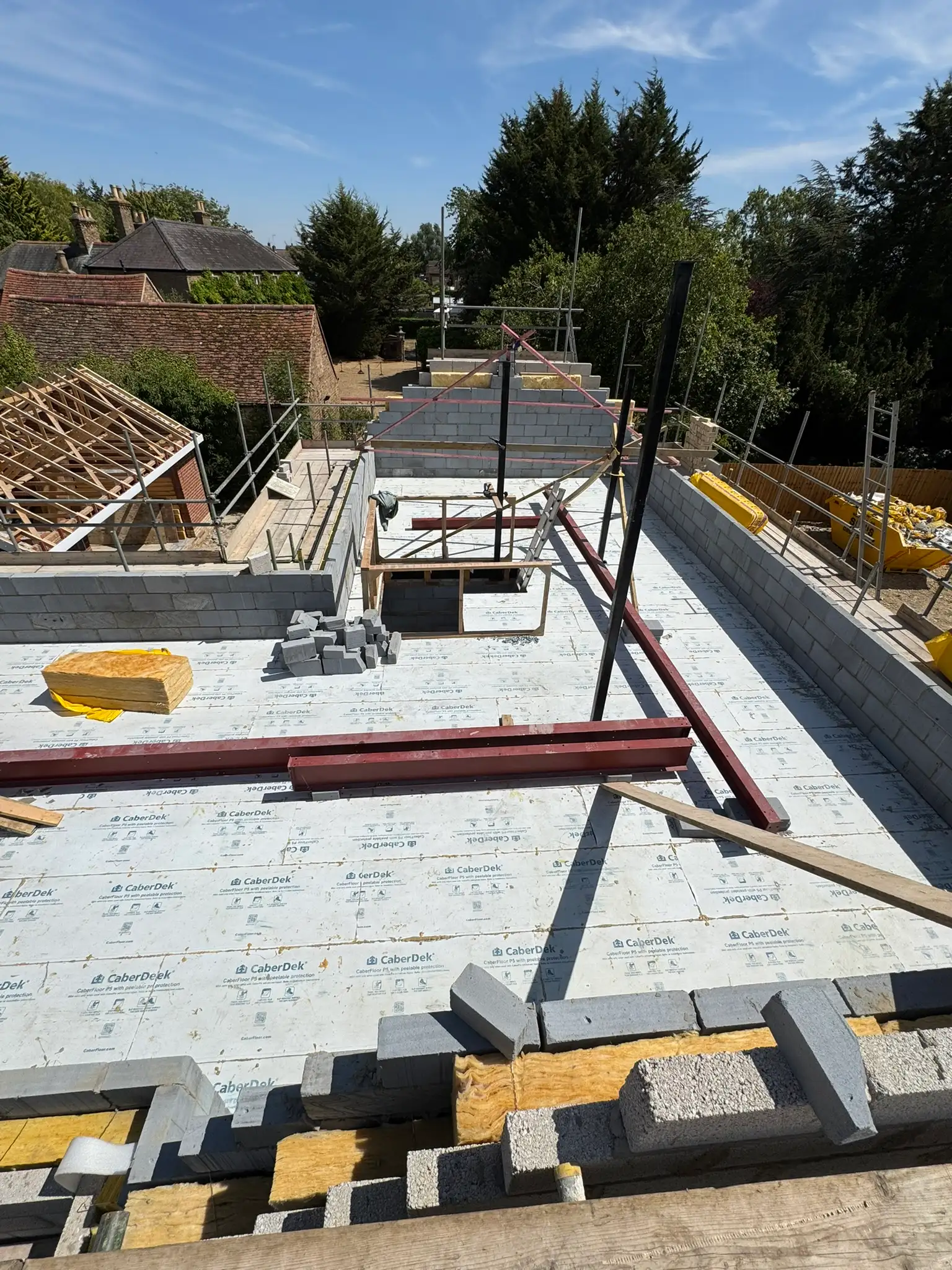 Steel beams and beam and block flooring on a new build